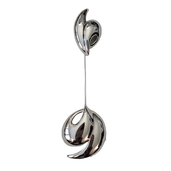 Kunio Matsumoto Trifari Swirl Silver Tone Jabot-Style Lapel Stick Pin, E999 - Picture 11 of 11